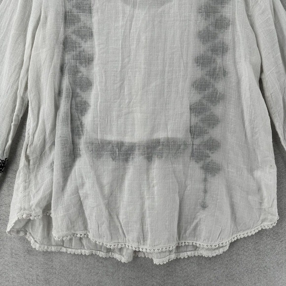 Denim & Supply Ralph Lauren Women Top LARGE Ivory Blouse Peasant Boho Embroidery - Picture 8 of 14